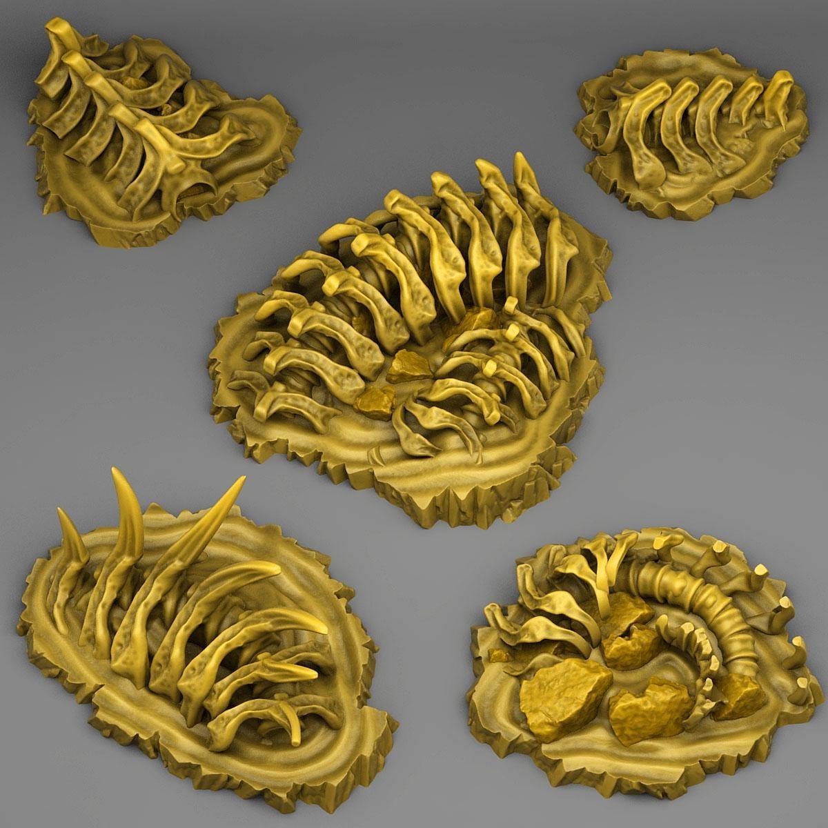 Fossilized Monster Bones Miniatures | Skeleton Terrain | 28mm or 32mm ...