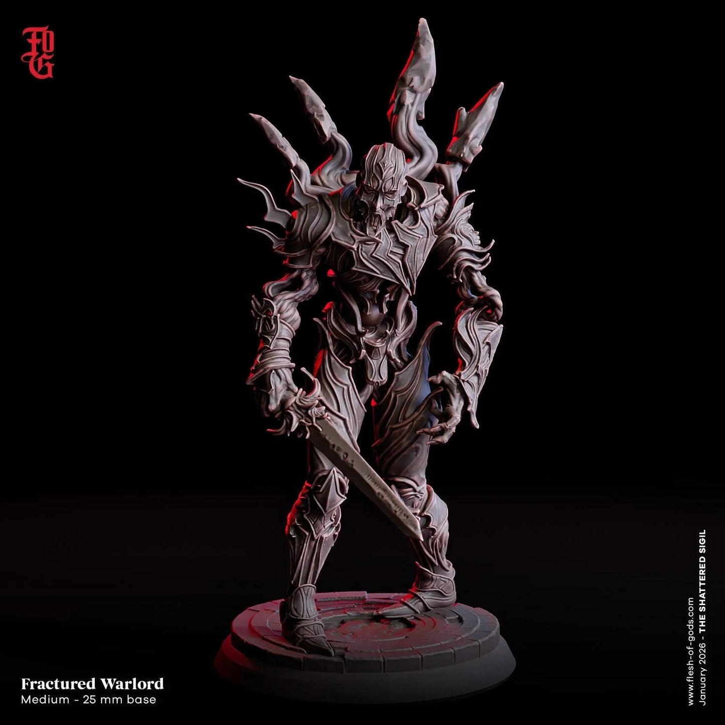 Fractured Warlord Miniature | Undead Construct Monster Figurine | 32mm Scale - Plague Miniatures