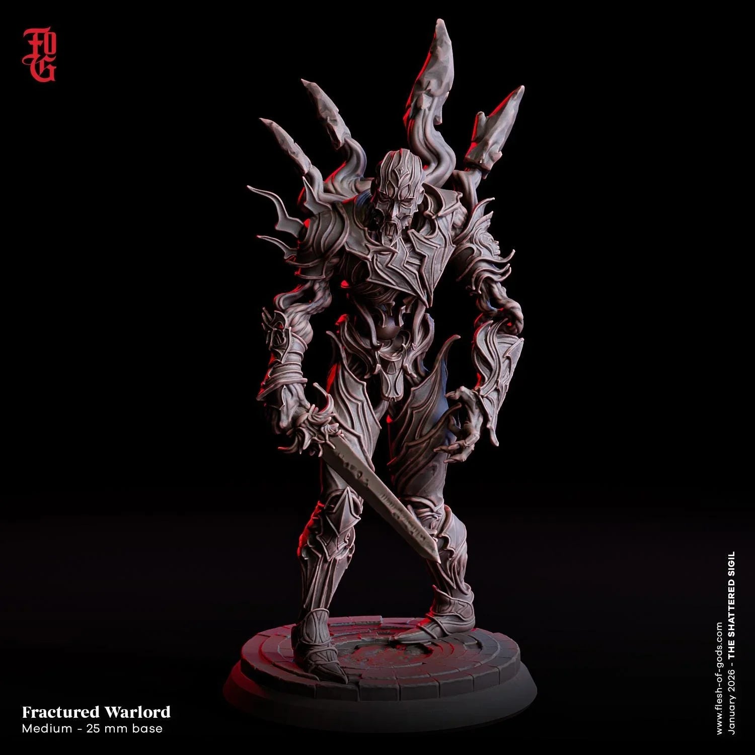Fractured Warlord Miniature | Undead Construct Monster Figurine | 32mm Scale - Plague Miniatures