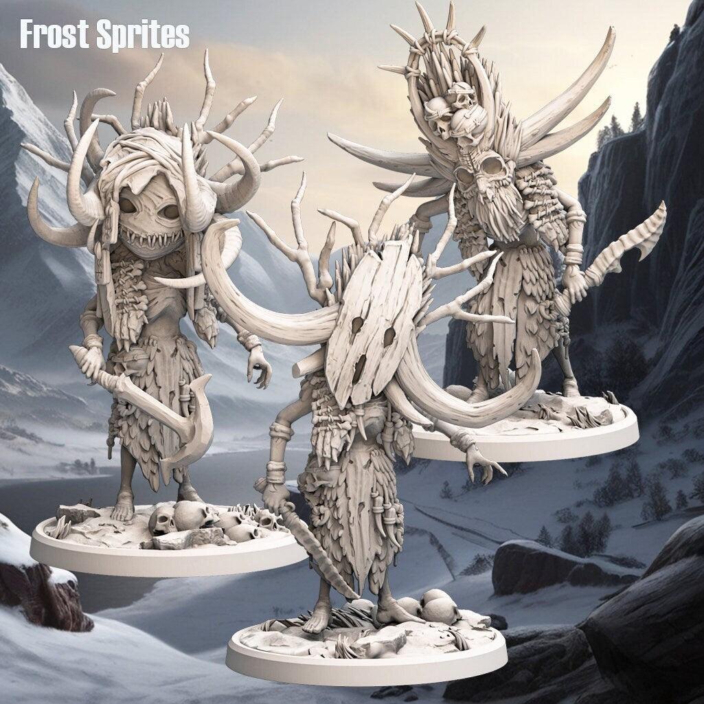 Frost Sprites Monster Miniatures | Set of 3 Unique Winter Spirits | 32mm Scale - Plague Miniatures