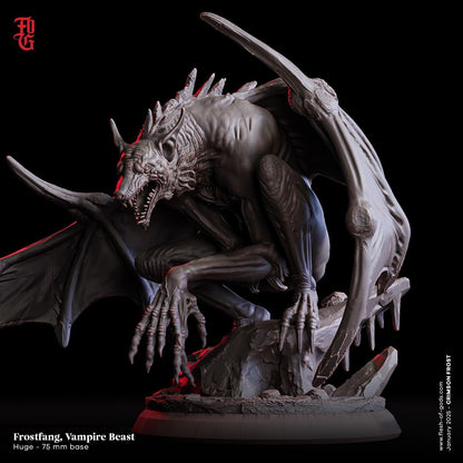 Frostfang Vampire Beast Miniature | Flying Bat Hybrid Monstrosity | 75mm Base - Plague Miniatures