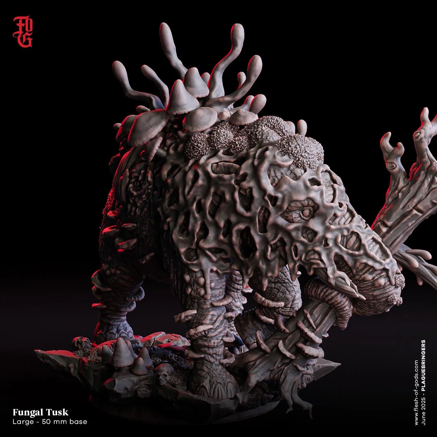 Fungal Tusk Beast | Forest Siege Monster Plant Creature Miniature | 50mm Base - Plague Miniatures