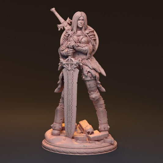 Gaedel, Fierce Lady Knight NSFW Nude Option | Sexy Fantasy Warrior Miniature | 32mm 75mm 100mm - Plague Miniatures