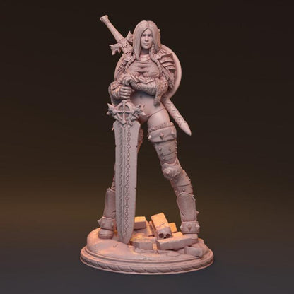 Gaedel, Fierce Lady Knight | Elegant Fantasy Warrior Resin Bust Statue - Plague Miniatures