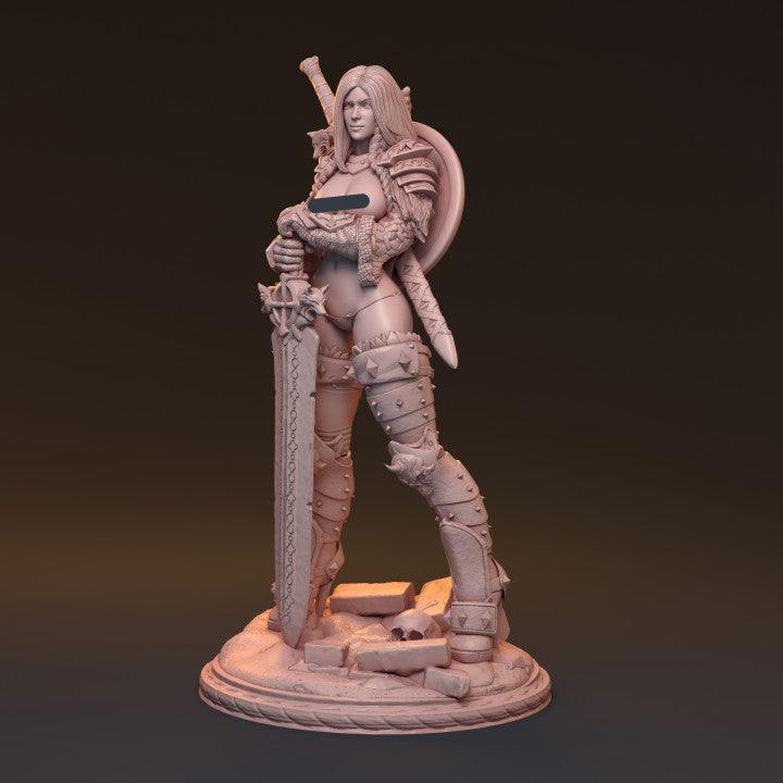 Gaedel, Fierce Lady Knight | Elegant Fantasy Warrior Resin Bust Statue - Plague Miniatures
