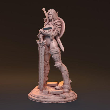 Gaedel, Fierce Lady Knight | Elegant Fantasy Warrior Resin Bust Statue - Plague Miniatures