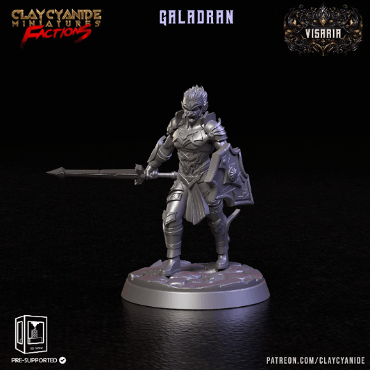 Galadran Viseria's Noble Warrior Miniature | 32mm Scale - Plague Miniatures shop for DnD Miniatures