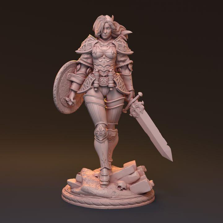Galdran, Noble Guardian | Human Female Knight Resin Bust Statue Fighter Warrior - Plague Miniatures
