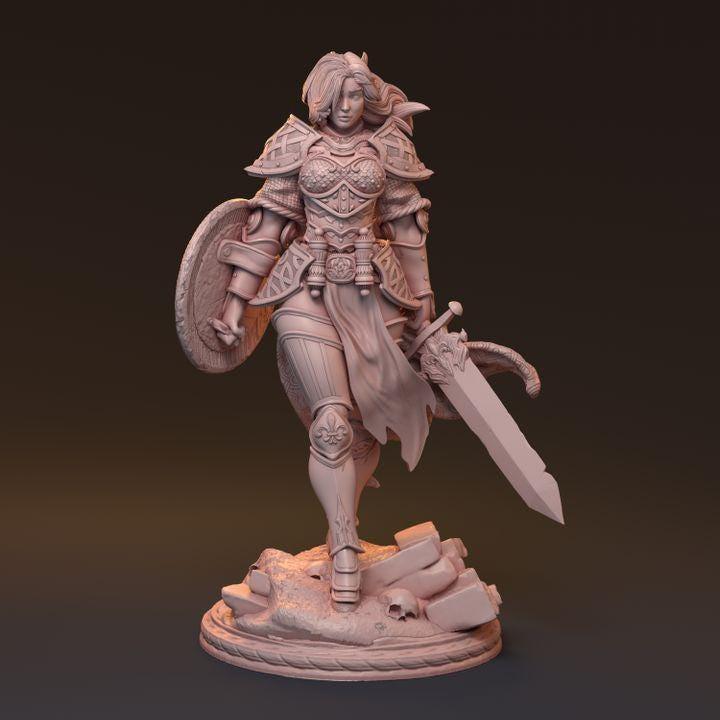 Galdran, Noble Guardian | Human Female Knight Resin Bust Statue Fighter Warrior - Plague Miniatures