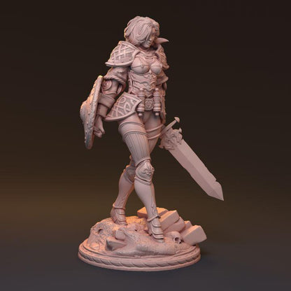 Galdran, Noble Guardian | Human Female Knight Resin Bust Statue Fighter Warrior - Plague Miniatures