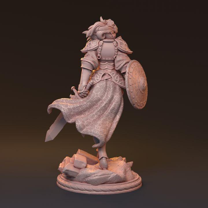 Galdran, Valiant Blade | Human Female Knight Miniature Fighter Warrior | 32mm Scale or 75mm Scale - Plague Miniatures