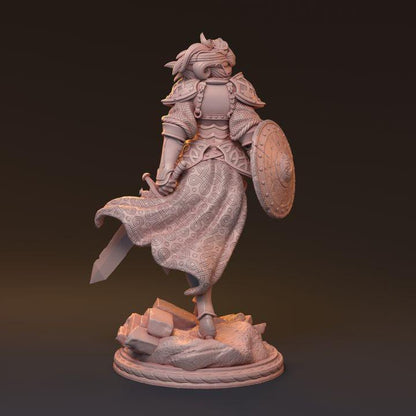 Galdran, Valiant Blade | Human Female Knight Miniature Fighter Warrior | 32mm Scale or 75mm Scale - Plague Miniatures