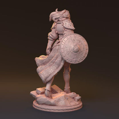 Galdran, Valiant Blade | Human Female Knight Miniature Fighter Warrior | 32mm Scale or 75mm Scale - Plague Miniatures