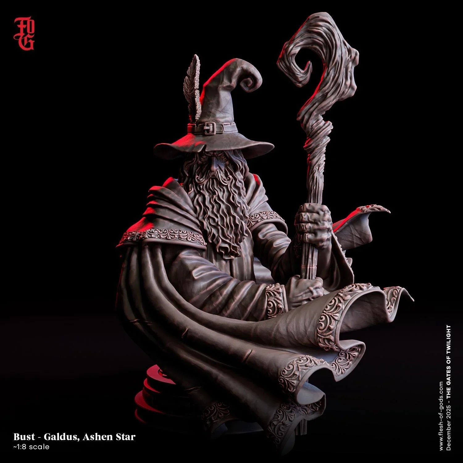 Galdus, Ashen Star Resin Bust Statue | Great Wizard NPC Figurine - Plague Miniatures