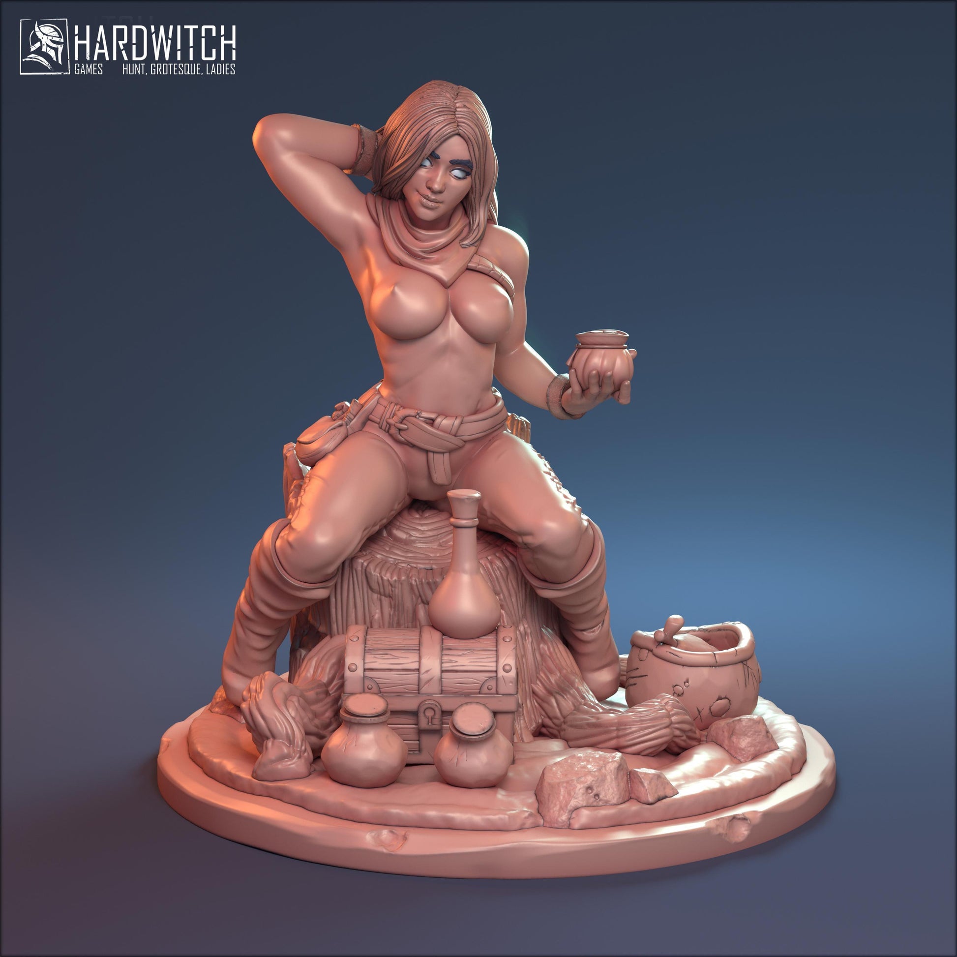 Ganna, Playful Pharmacist Miniature Nude NSFW Option | Mischievous Alchemist Miniature | 32mm or 75mm - Plague Miniatures