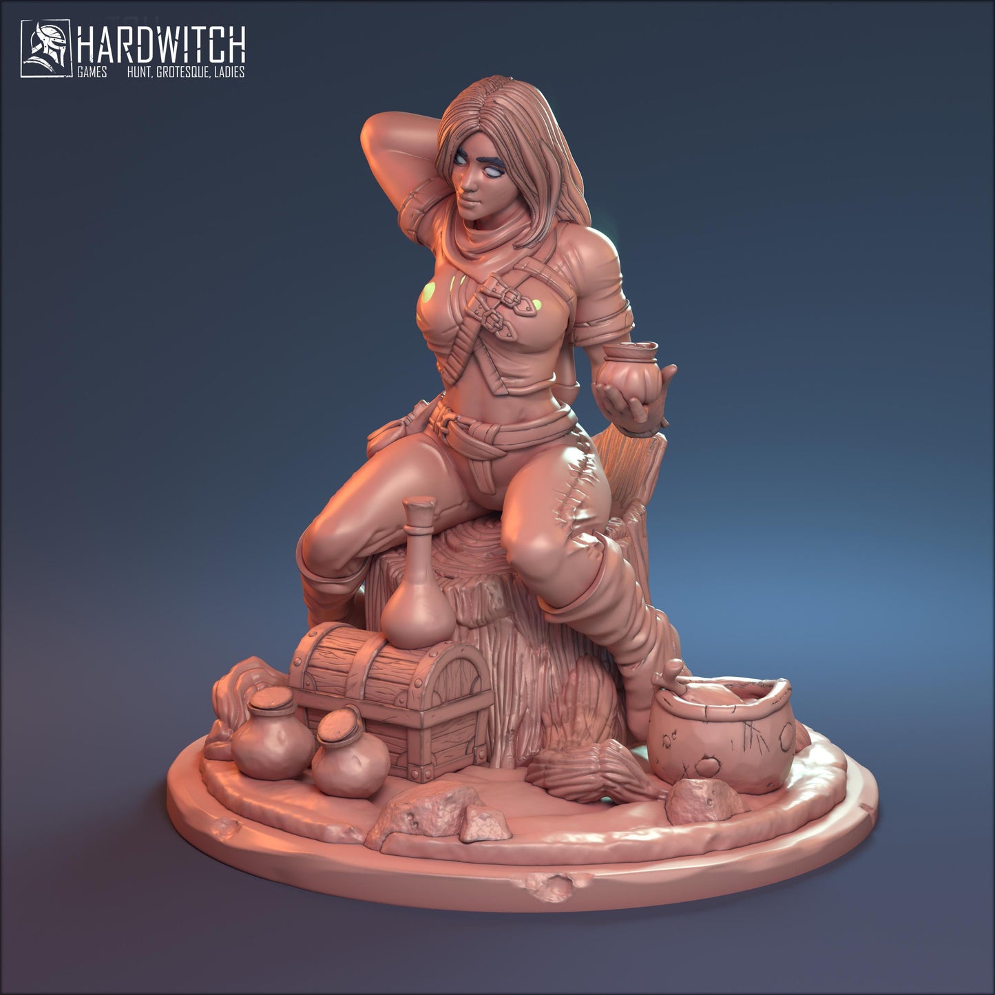 Ganna, Playful Pharmacist Miniature Nude NSFW Option | Mischievous Alchemist Miniature | 32mm or 75mm - Plague Miniatures