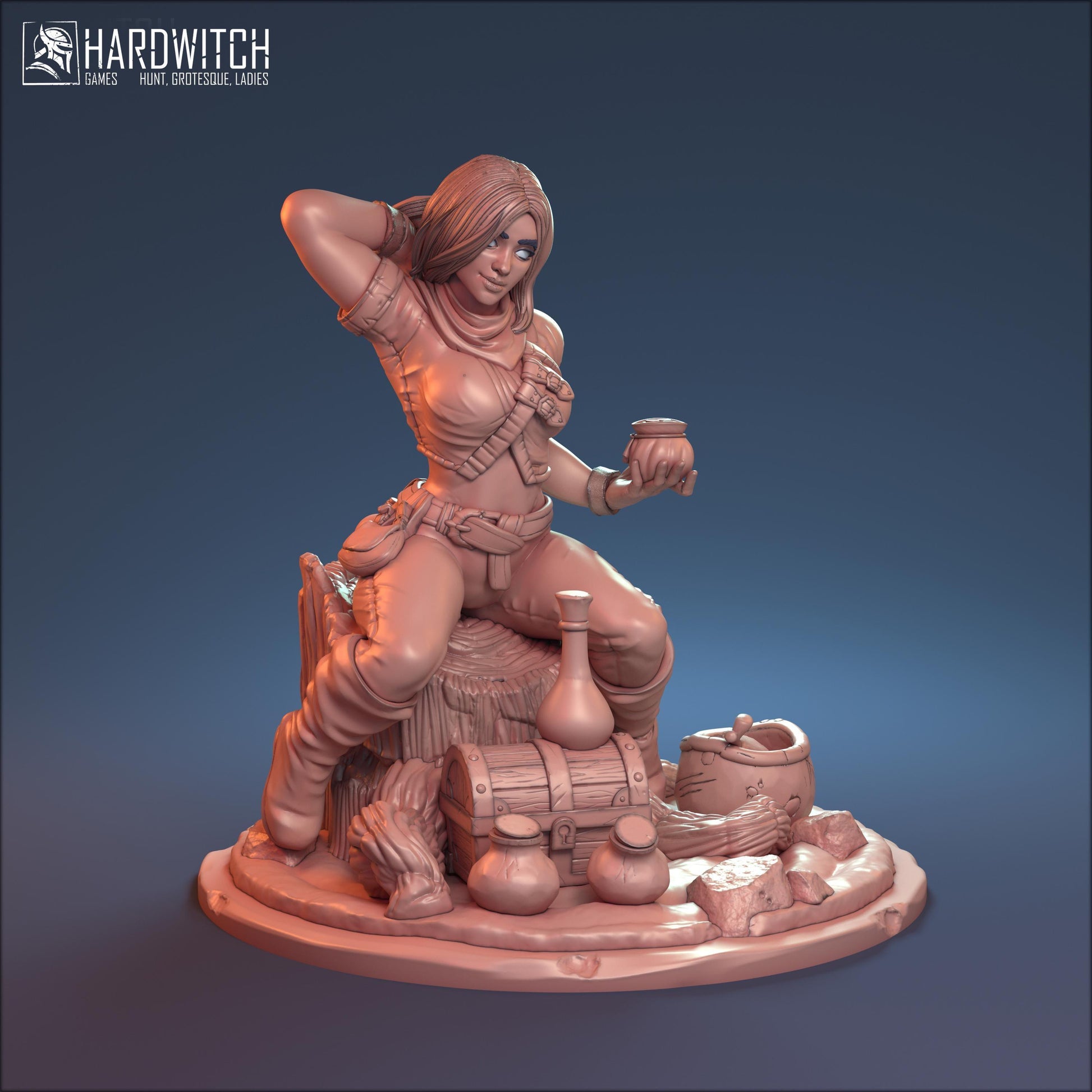 Ganna, Playful Pharmacist Miniature Nude NSFW Option | Mischievous Alchemist Miniature | 32mm or 75mm - Plague Miniatures