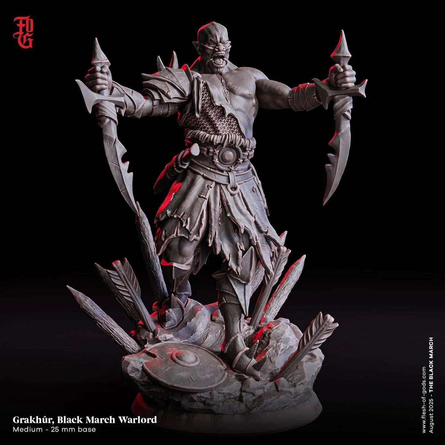 Garkhur Black March Orc Warlord | Monster Miniature | 32mm Scale or 75mm Scale - Plague Miniatures