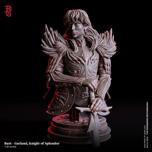Garland, Knight of Splendor Bust | Human Warrior Noble Fighter Statue - Plague Miniatures