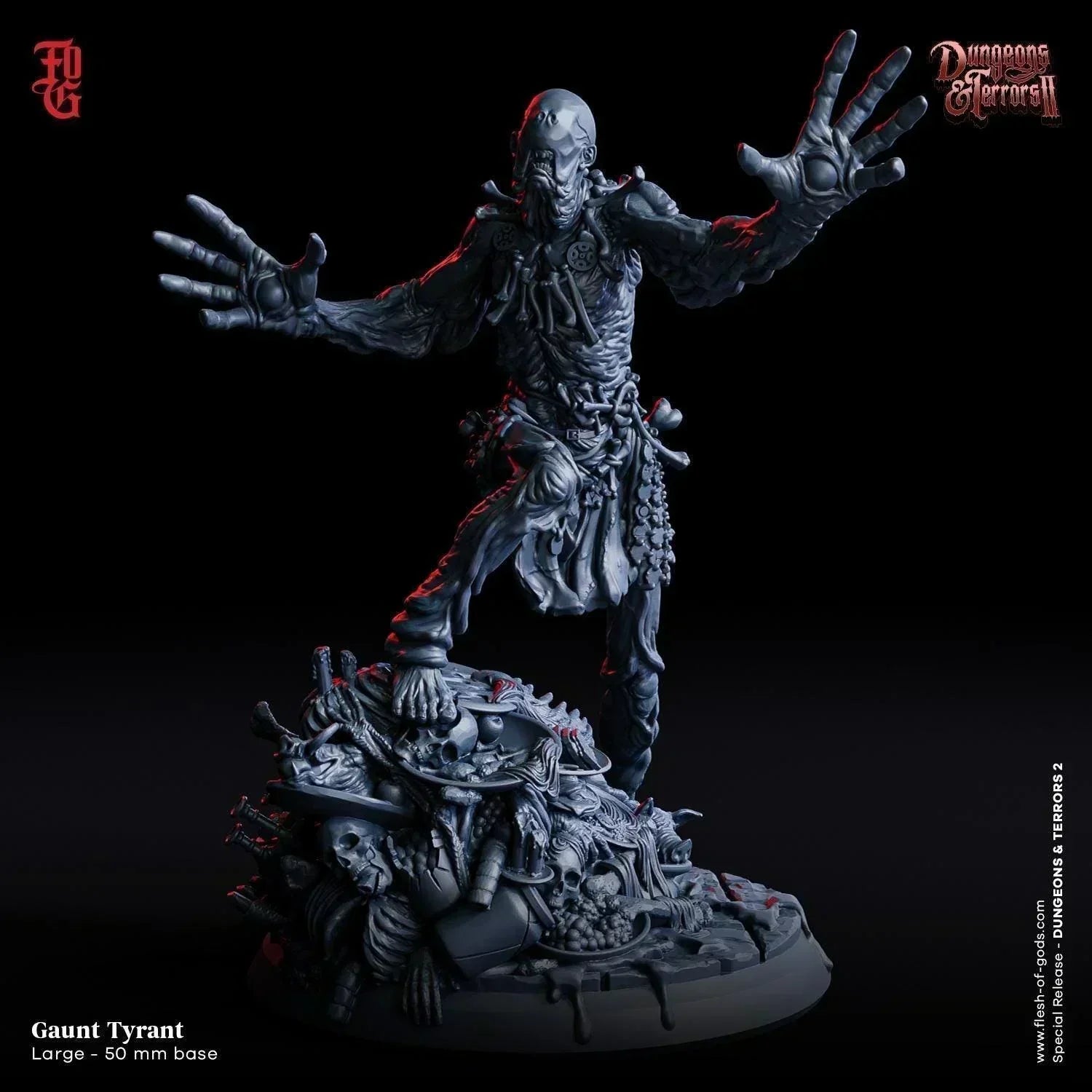Gaunt Tyrant Miniature | Hollow-Eyed Monster Lord | 50mm Base - Plague Miniatures