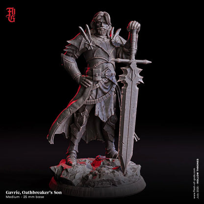 Gavric, the Oathbreaker’s Son | Human Oathbreaker Knight Miniature | 32mm Scale or 75mm Scale - Plague Miniatures