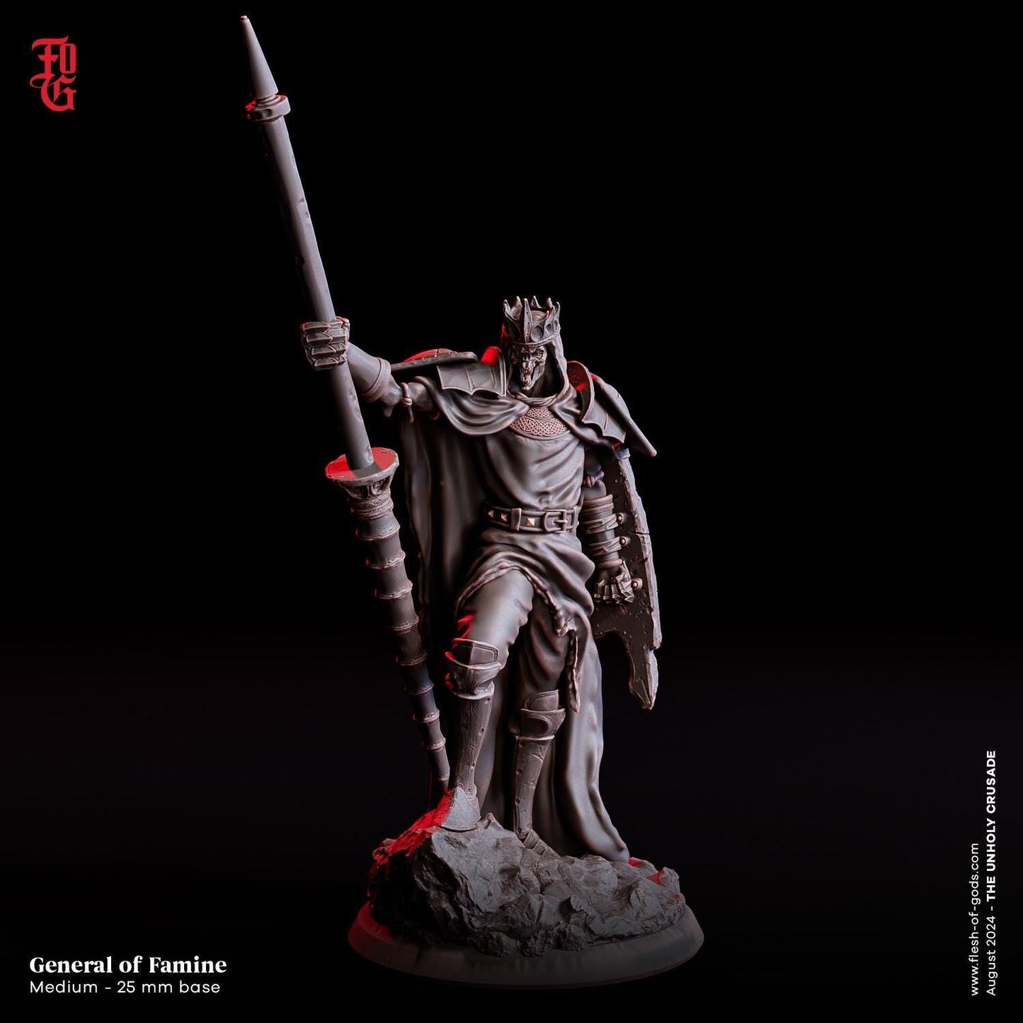 General of Famine Miniature | Four Horsemen Undead Skeleton Figure | 32mm Scale - Plague Miniatures