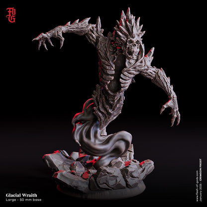 Glacial Wraith Miniature | Undead Skeleton Winter Monster Figure | 50mm Base - Plague Miniatures