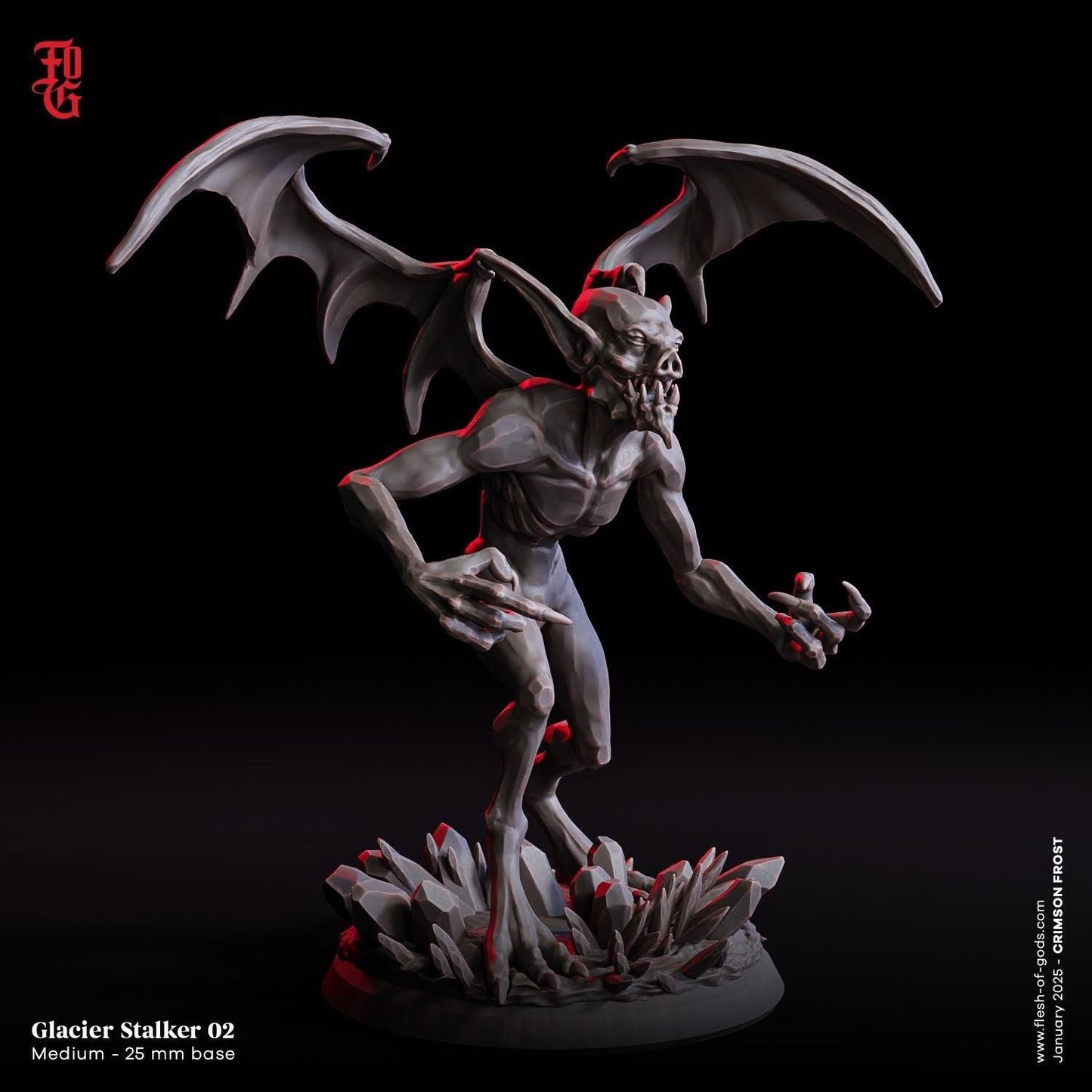Glacier Stalker Miniature Trio | Flying Undead Gargoyle Figures | 32mm Scale - Plague Miniatures