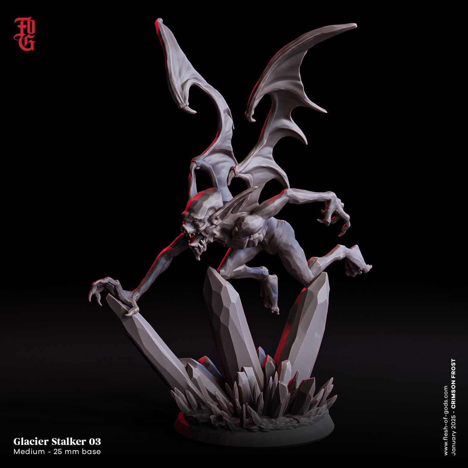 Glacier Stalker Miniature Trio | Flying Undead Gargoyle Figures | 32mm Scale - Plague Miniatures