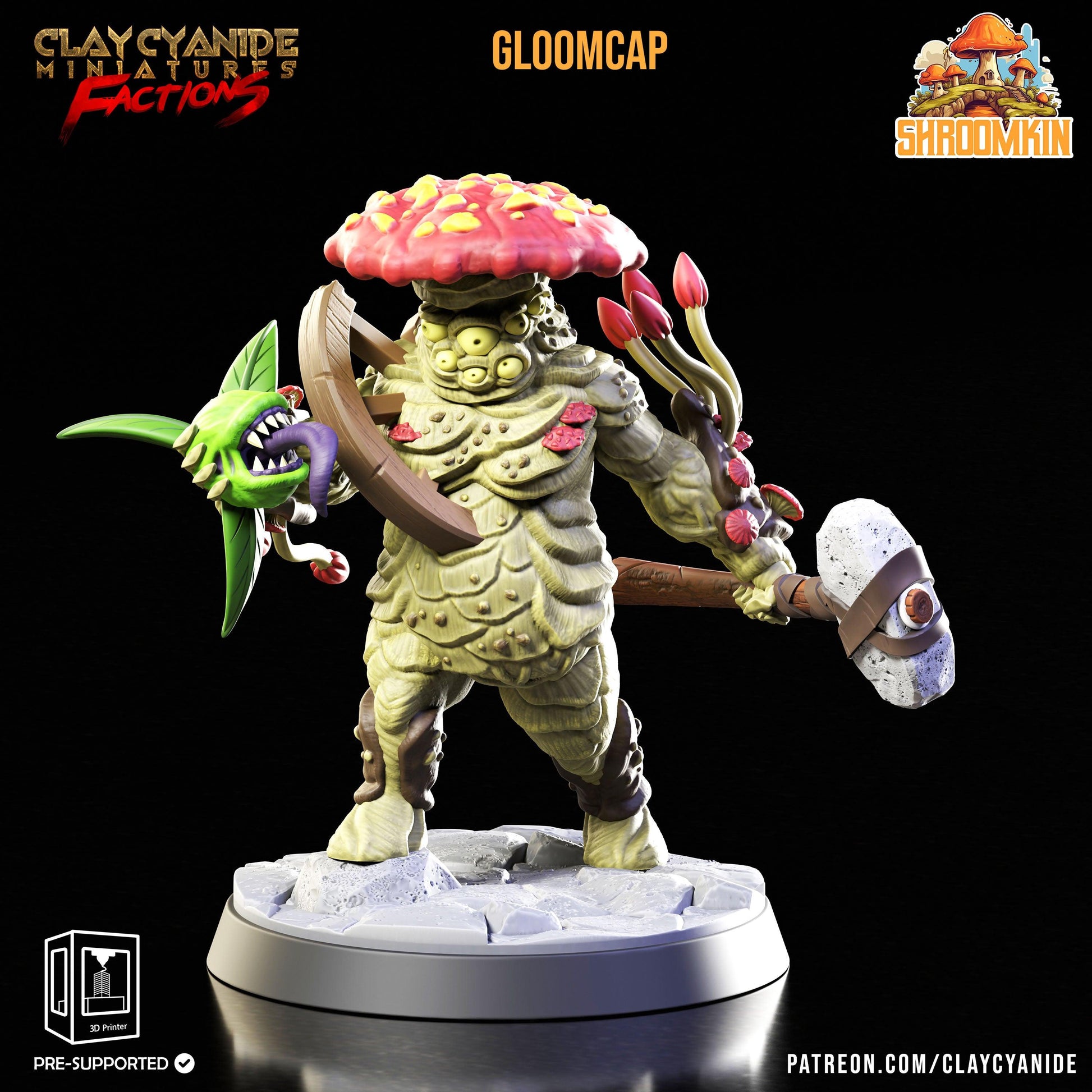 Gloomcap Shroomfolk Miniature | Myconid Fungus Folk of Shadowed Glades | 32mm Scale - Plague Miniatures