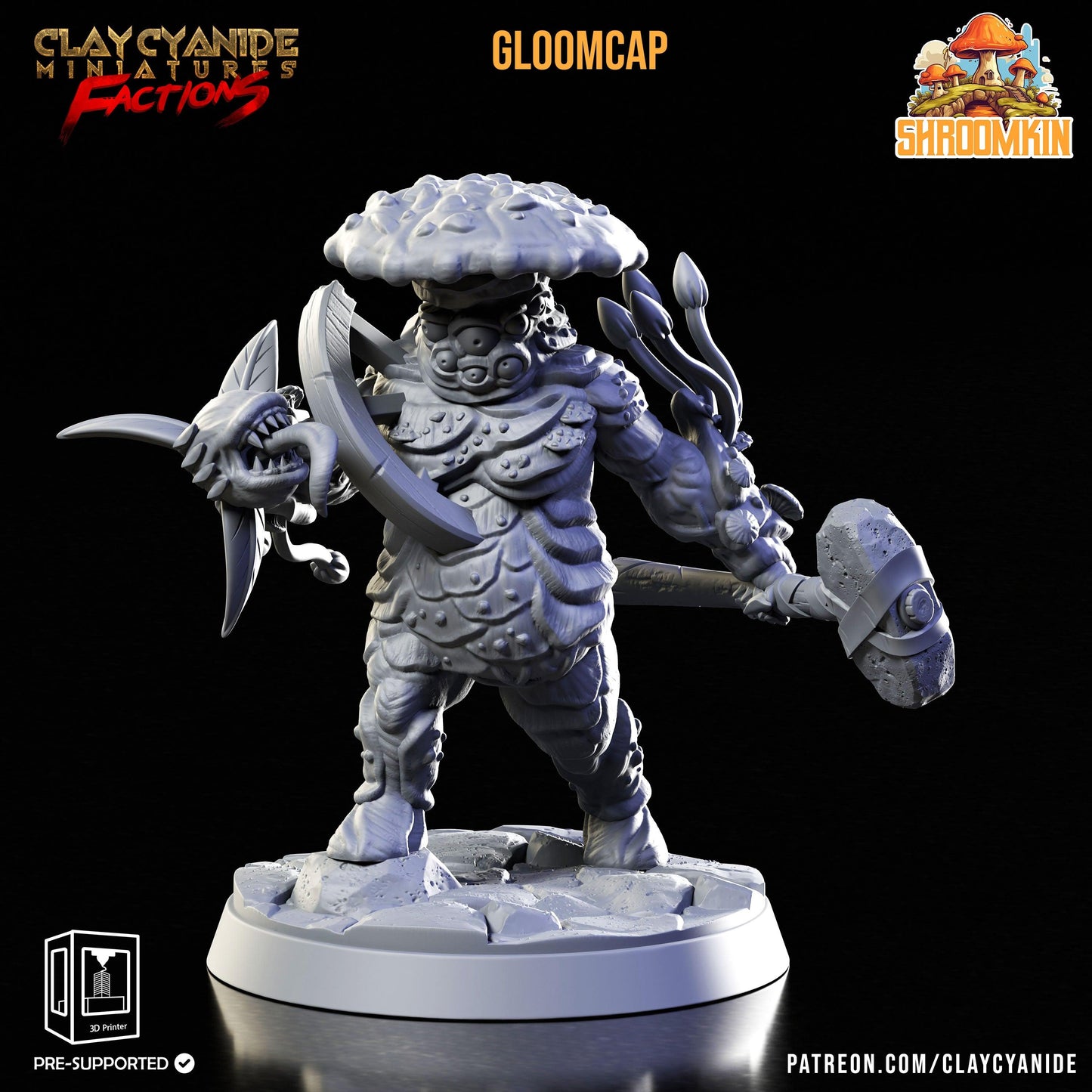 Gloomcap Shroomfolk Miniature | Myconid Fungus Folk of Shadowed Glades | 32mm Scale - Plague Miniatures