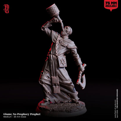 Glumr, Undead Ritual Priest Miniature | Necromancer Prophet Spellcaster Figurine | 32mm Scale or 75mm Scale - Plague Miniatures