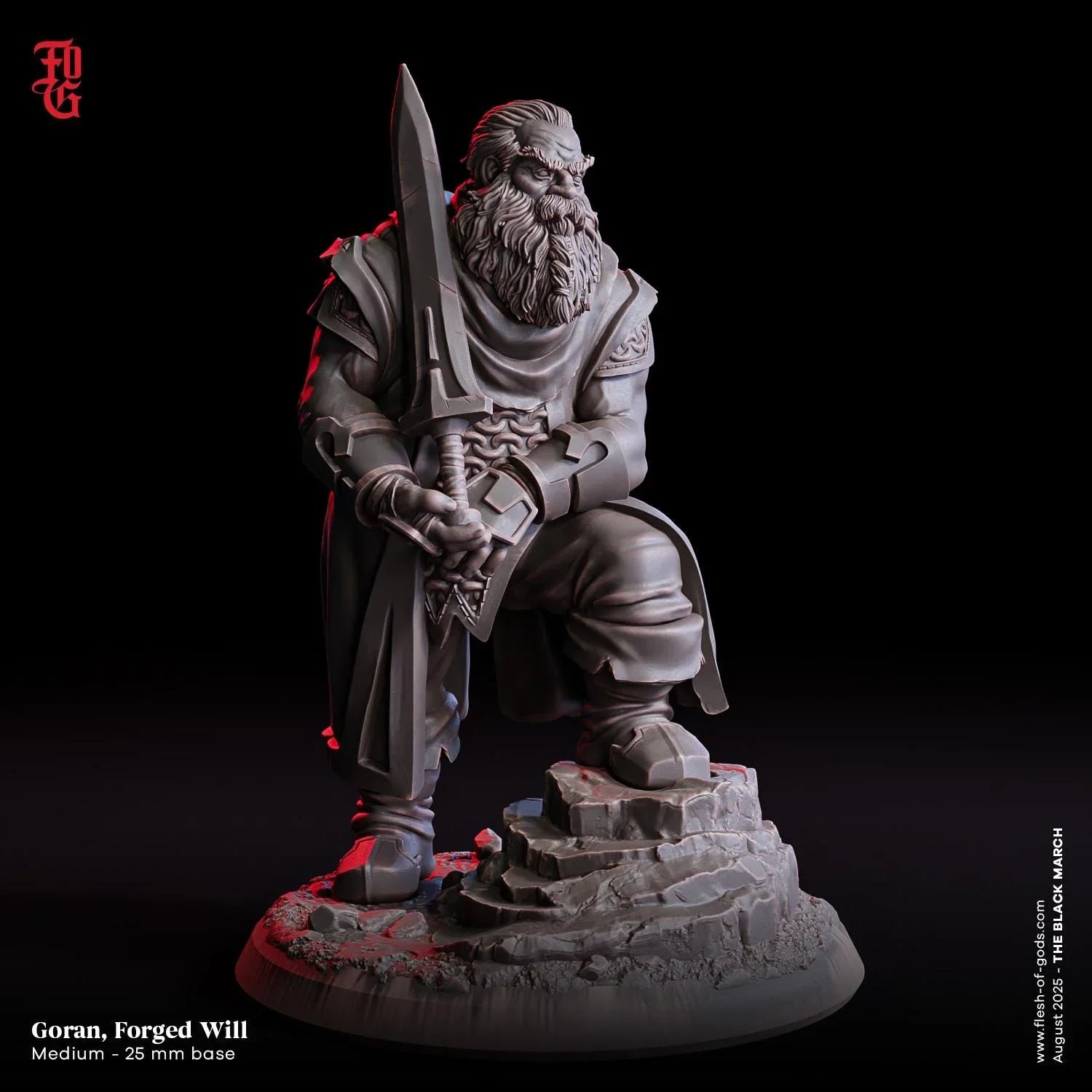 Goran, Forged Will | Dwarf Fighter Miniature | 32mm Scale or 75mm Scale - Plague Miniatures