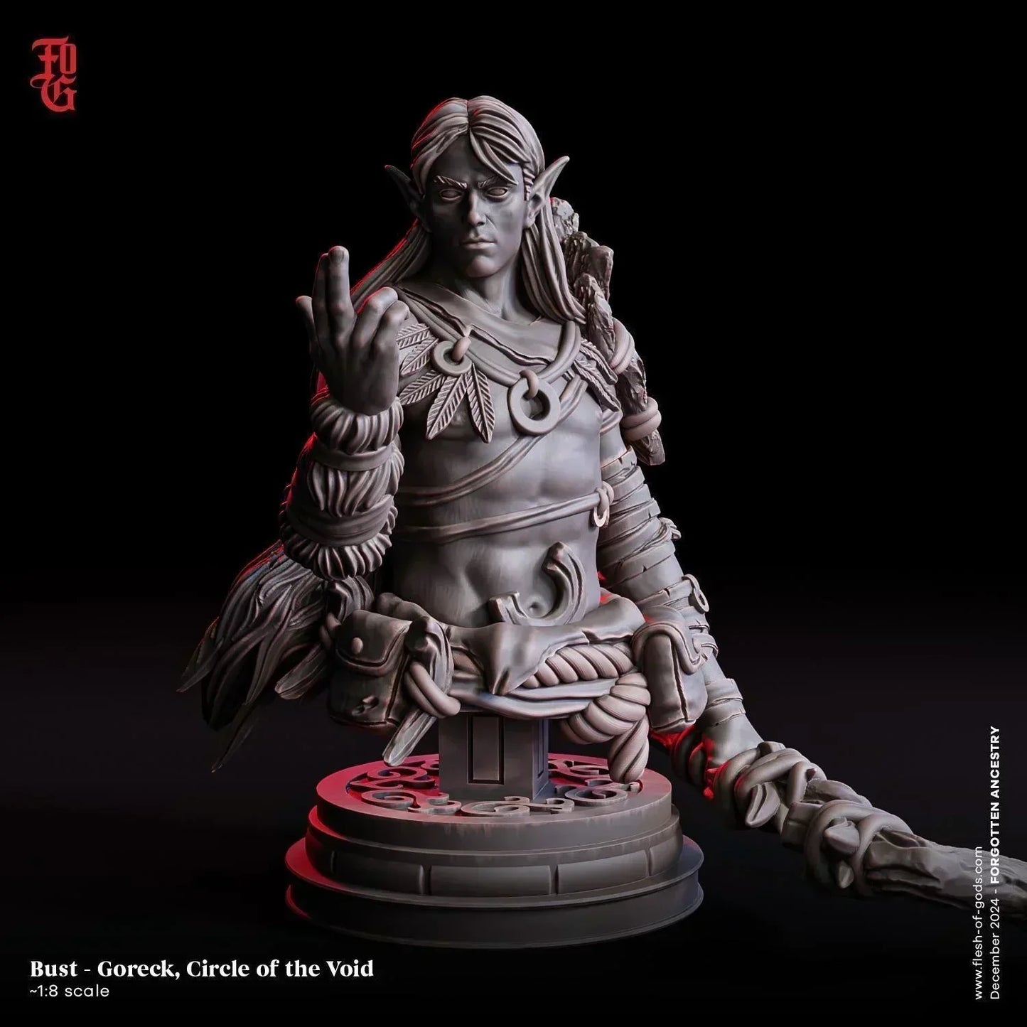 Goreck, Circle of the Void Bust Statue | Resin Elf Druid Nerdy Decor - Plague Miniatures