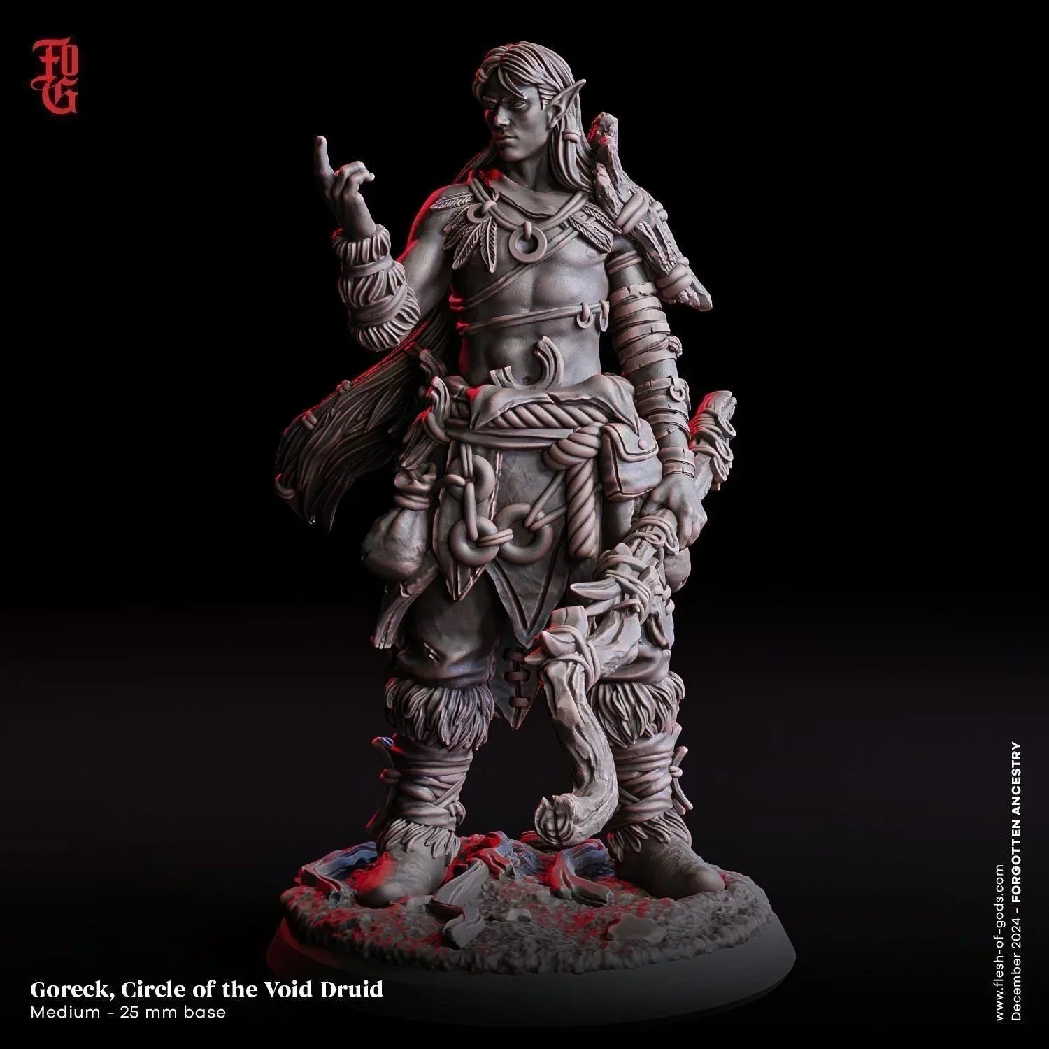 Goreck, Circle of the Void Bust Statue | Resin Elf Druid Nerdy Decor - Plague Miniatures