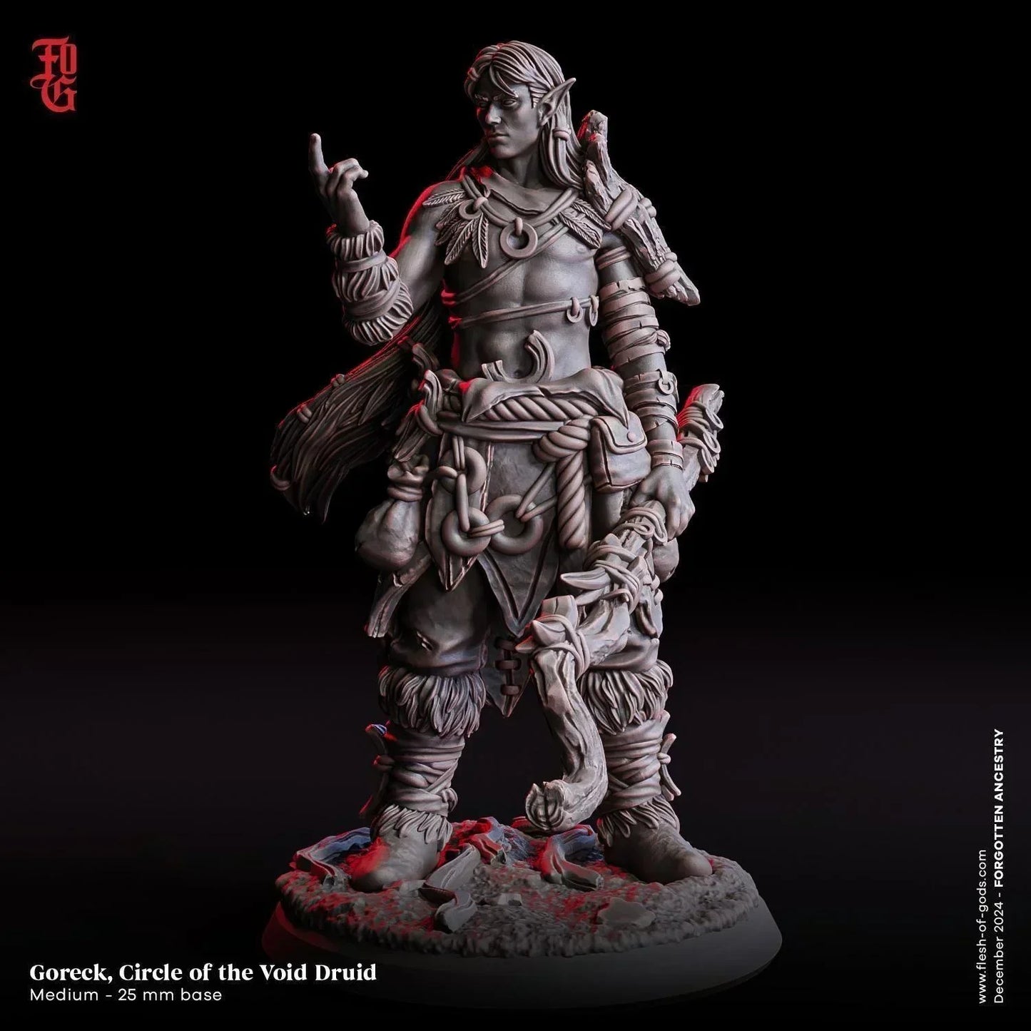 Goreck, Circle of the Void Miniature | Elf Druid Spellcaster Figurine for DnD | 32mm Scale or 75mm Scale - Plague Miniatures