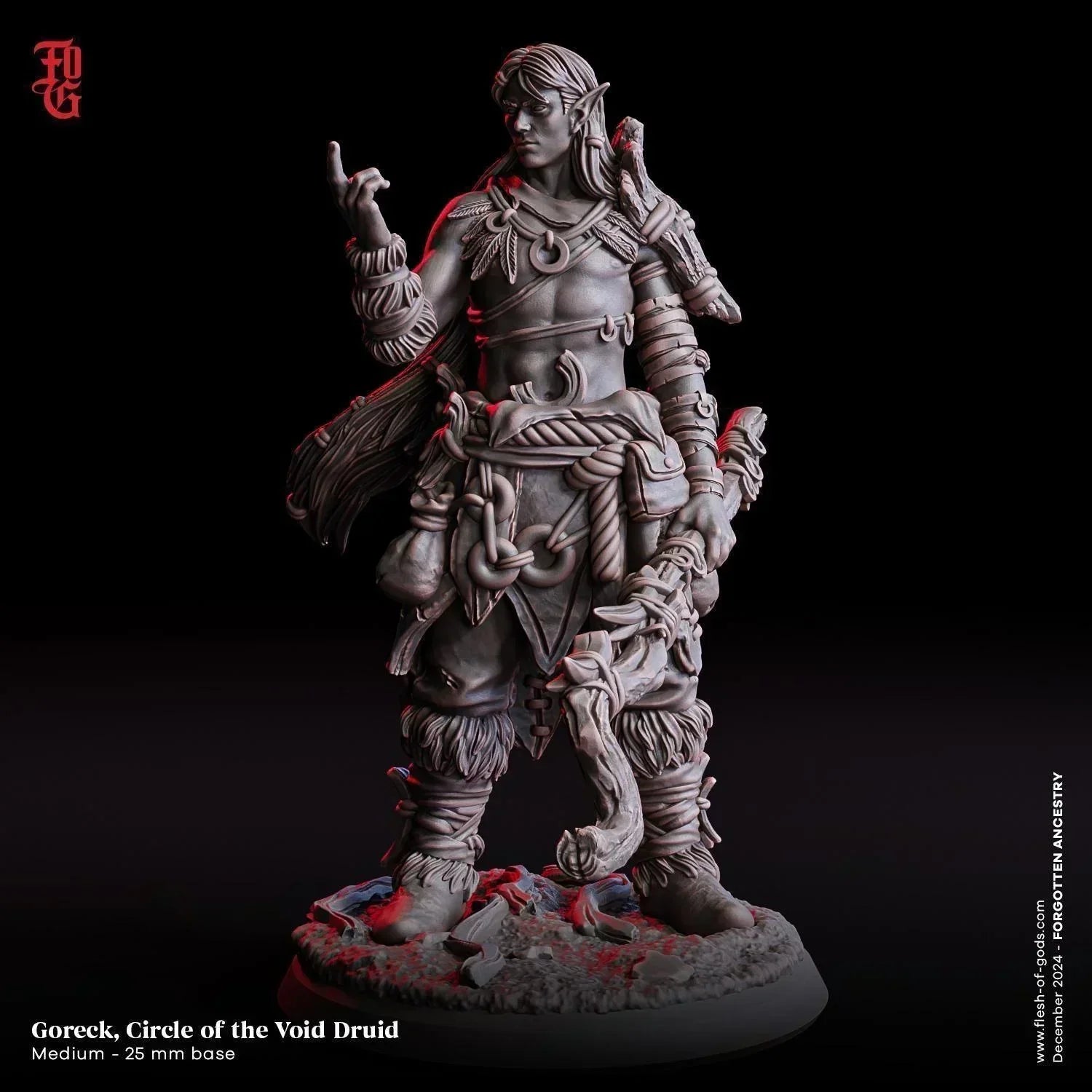 Goreck, Circle of the Void Miniature | Elf Druid Spellcaster Figurine for DnD | 32mm Scale or 75mm Scale - Plague Miniatures