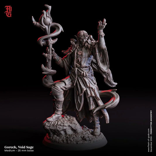 Goreck, Void Sage Miniature | Druid Spellcaster Figurine | 32mm Scale or 75mm Scale - Plague Miniatures