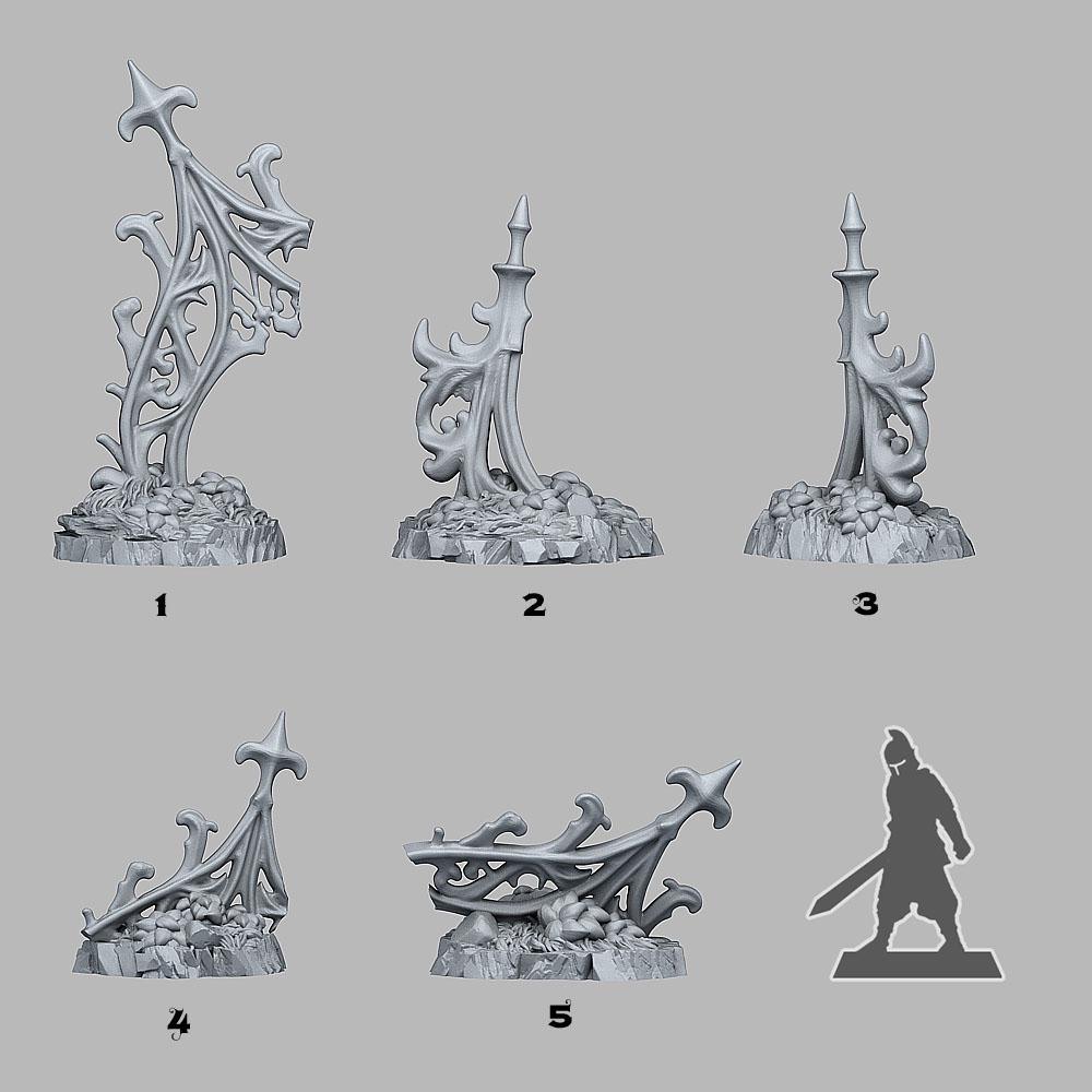 Gothic Gate Miniatures | Wargaming Terrain Set of 5 | 28mm Scale or 32mm Scale - Plague Miniatures