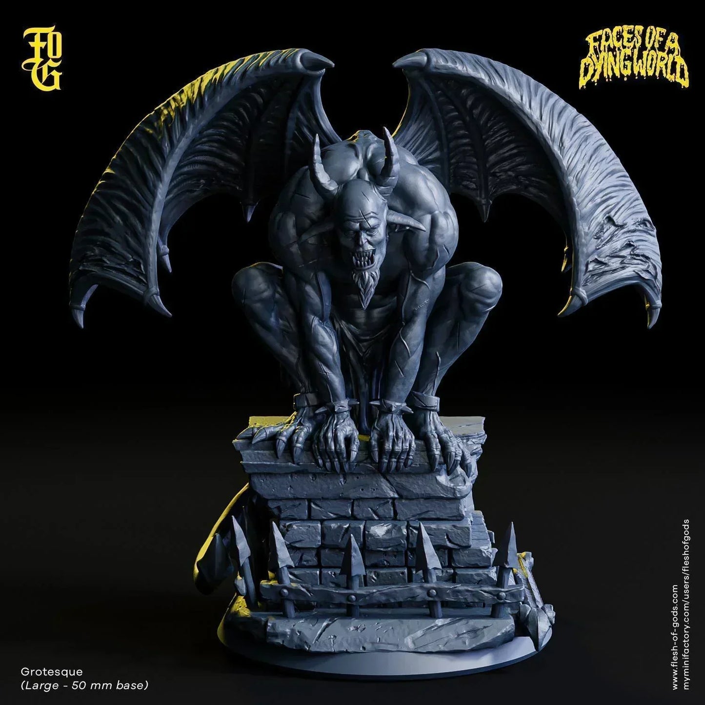 Grotesque Monster Miniature | Demon Flying Gargoyle Figurine for MÖRK BORG | 50mm Base - Plague Miniatures