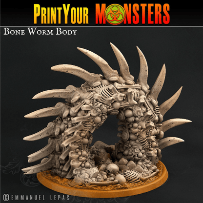 Ground Bone Worm Miniatures | Dungeons and Dragons Worm Monster Miniature - Plague Miniatures