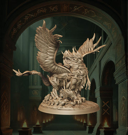 Gryphon, Skyborne Guardian | Flying Hybrid Monster Miniature | 50mm Base - Plague Miniatures