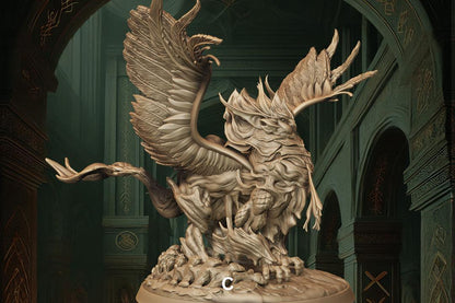 Gryphon, Skyborne Guardian | Flying Hybrid Monster Miniature | 50mm Base - Plague Miniatures