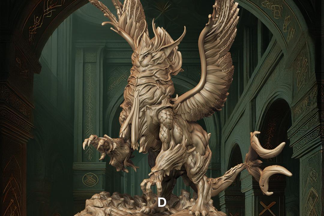 Gryphon, Skyborne Guardian | Flying Hybrid Monster Miniature | 50mm Base - Plague Miniatures