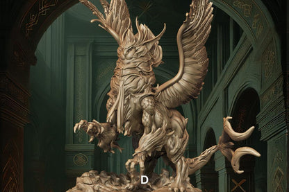 Gryphon, Skyborne Guardian | Flying Hybrid Monster Miniature | 50mm Base - Plague Miniatures