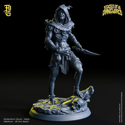 Gutterborn Scum Miniature | Wild Vagrant Rogue Figurine for MÖRK BORG | 32mm Scale - Plague Miniatures
