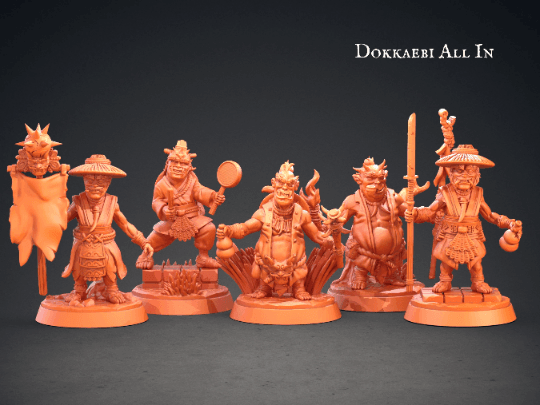 Hae-in Dokkaebi Goblin Miniatures Set | 5 Unique Figures from Korean Folklore for Tabletop RPGs | 32mm Scale - Plague Miniatures