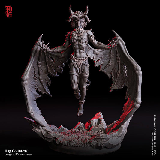 Hag Countess Miniature | Large Female Demon Fiend Figurine | 50mm Base - Plague Miniatures