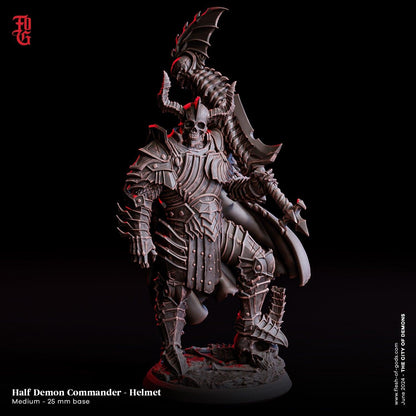 Half-Demon Commander Miniature | Demonic Figurine for Tabletop RPGs | 32mm Scale or 75mm Scale - Plague Miniatures