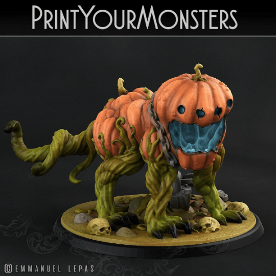 Halloween Pumpkin Dog Miniature | Whimsical Canine Jack-o'-Lantern - Plague Miniatures